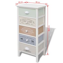 Berkfield Home French Storage Cabinet 5 Drawers Wood in White - thumbnail 6