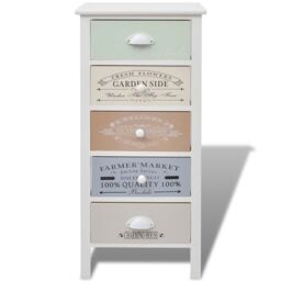 Berkfield Home French Storage Cabinet 5 Drawers Wood in White - thumbnail 3