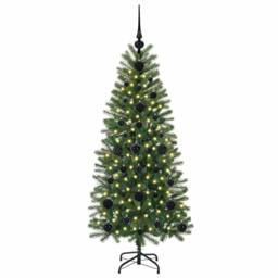 Berkfield Home Elegant Artificial Christmas Tree with 150 LEDs Green 120 cm PE a - thumbnail 1