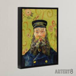 "Artery8 The Postman Joseph Roulin Van Gogh Black Framed Canvas Wall Art Print in Green - Size: W12"" x H16""" - thumbnail 2