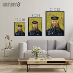 "Artery8 The Postman Joseph Roulin Van Gogh Black Framed Canvas Wall Art Print in Green - Size: W12"" x H16""" - thumbnail 4