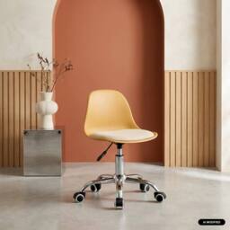 sweeek Children's office chair adjustable with casters & chrome base in Mustard