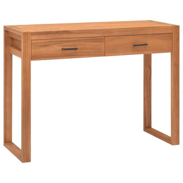 Berkfield Home Desk with 2 Drawers 100x40x75 cm Teak Wood in Brown - Size: 100 x 40 x 75 cm - image 1