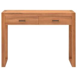 Berkfield Home Desk with 2 Drawers 100x40x75 cm Teak Wood in Brown - Size: 100 x 40 x 75 cm - thumbnail 3