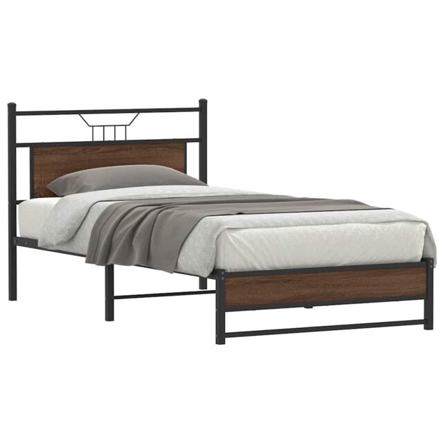 Berkfield Home Bed Frame without Mattress Brown Oak 100x190 cm Engineered Wood - image 1