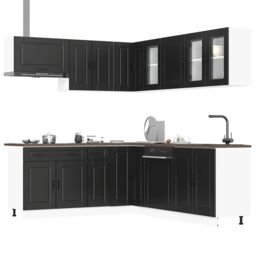 Berkfield Home 11 Piece Kitchen Cabinet Set Porto Black Engineered Wood - thumbnail 1
