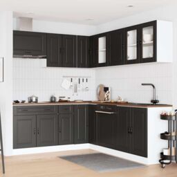 Berkfield Home 11 Piece Kitchen Cabinet Set Porto Black Engineered Wood - thumbnail 3