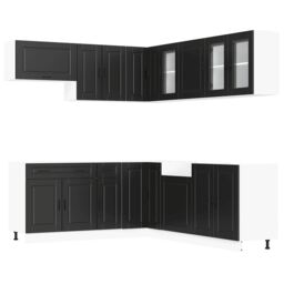 Berkfield Home 11 Piece Kitchen Cabinet Set Porto Black Engineered Wood - thumbnail 2