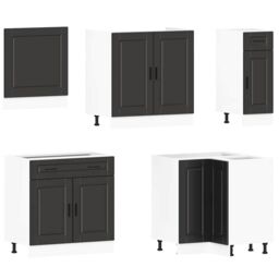 Berkfield Home 11 Piece Kitchen Cabinet Set Porto Black Engineered Wood - thumbnail 4