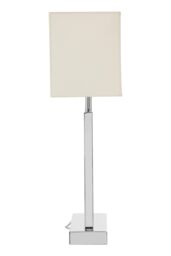 Orsina Square Stainless Steel Table Lamp, Boutique Accent Lamp With Intersecting Steel Frame, Cream Fabric Shade in Silver - thumbnail 2