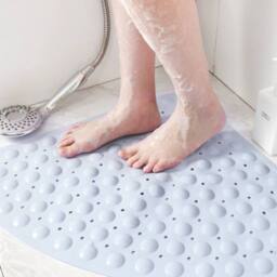 NESTLUNE Bath Shower Mat Non Slip Quadrant Sector PVC Anti-Bacterial 54x54cm in Grey - Size: 54x54 cm - thumbnail 3