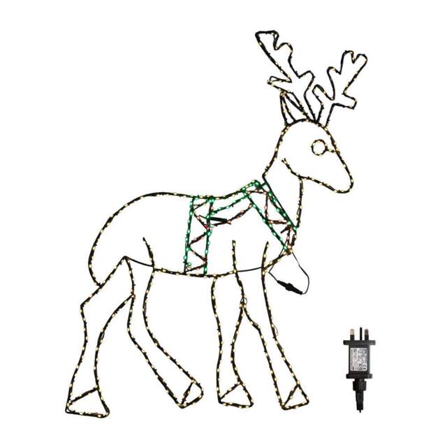 Samuel Alexander 1.4mx86cm FlexiBrights Christmas Reindeer with 420 Multi-Coloured LEDs in Black - Size: 1.4mx86 cm - image 1