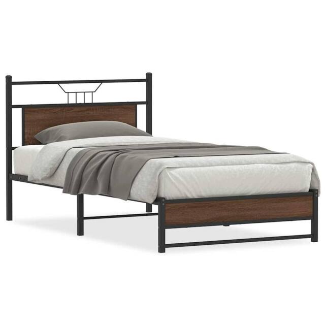 Berkfield Home Bed Frame without Mattress Brown Oak 107x203 cm Engineered Wood - image 1