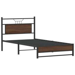 Berkfield Home Bed Frame without Mattress Brown Oak 107x203 cm Engineered Wood - thumbnail 3