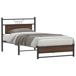 Berkfield Home Bed Frame without Mattress Brown Oak 107x203 cm Engineered Wood - thumbnail 2