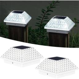 SPETLEK Solar LED Post Cap Light Square Garden Fence Lamp for 3.5-4 Inch Post in White - thumbnail 2