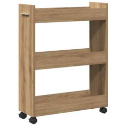 Berkfield Home Rolling Cabinet Artisan Oak 60x22x79 cm Engineered Wood in Brown - Size: 60 x 22 x 79 cm - thumbnail 5