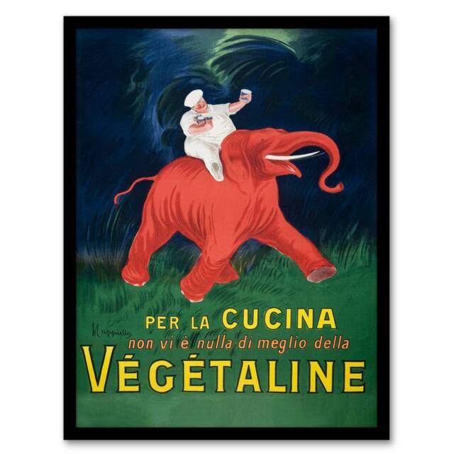 Artery8 Leonetto Cappiello Framed Wall Art Vegetaline Vintage Italian Advert - Size: A4 - image 1