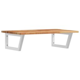 Berkfield Home Basin Shelf Wall Mounted Steel & Solid Wood Acacia in Brown - thumbnail 2