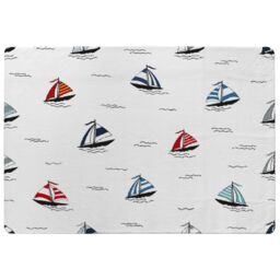 Benjamin Tate Design Red & Blue Sailboats Rug in Natural - Size: Large - thumbnail 1