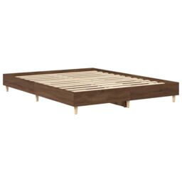 Berkfield Home Bed Frame No Mattress Brown Oak 140x200 cm Engineered Wood - thumbnail 4