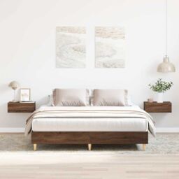 Berkfield Home Bed Frame No Mattress Brown Oak 140x200 cm Engineered Wood - thumbnail 1