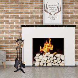 Costway 5 Piece Fireplace Companion Set Wrought Iron Fire Tools with Tong Shovel in Black - thumbnail 5