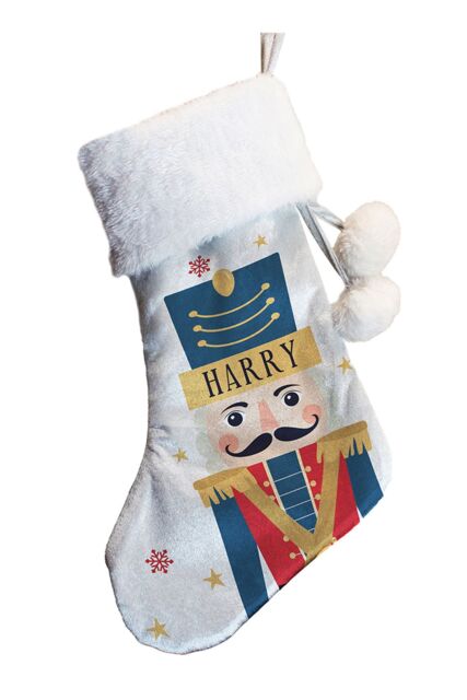Personalised Memento Company Personalised Nutcracker Christmas Stocking in Grey - image 1