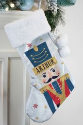 Personalised Memento Company Personalised Nutcracker Christmas Stocking in Grey - thumbnail 4