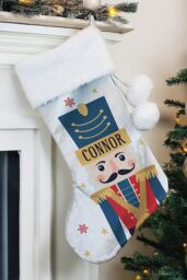 Personalised Memento Company Personalised Nutcracker Christmas Stocking in Grey - thumbnail 3