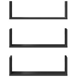 Berkfield Home Wall Shelves 3 pcs Black 58x18x18 cm Engineered Wood - Size: 58 x 18 x 18 cm - thumbnail 4