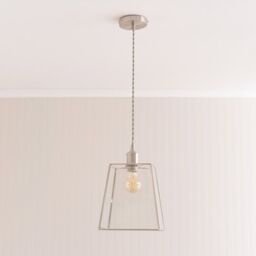 ValueLights Susie Glass Lantern Lamp Shade Drop Ceiling Pendant Light with Bulb in Silver - thumbnail 3