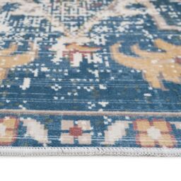 Kukoon Washable & Non Slip Burgundy Blue & Beige Distressed Vintage Area Rug in Navy - Size: 50 cm x 80 cm - thumbnail 9