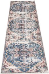 Kukoon Washable & Non Slip Burgundy Blue & Beige Distressed Vintage Area Rug in Navy - Size: 50 cm x 80 cm - thumbnail 3