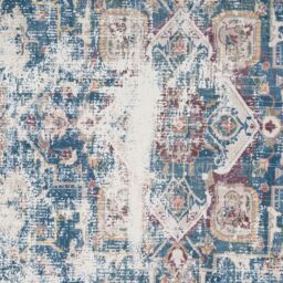 Kukoon Washable & Non Slip Burgundy Blue & Beige Distressed Vintage Area Rug in Navy - Size: 50 cm x 80 cm - thumbnail 7