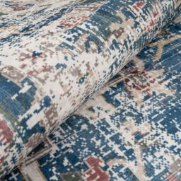 Kukoon Washable & Non Slip Burgundy Blue & Beige Distressed Vintage Area Rug in Navy - Size: 50 cm x 80 cm - thumbnail 5