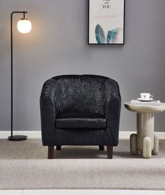 Comfy Living Ltd Crush Velvet Tub Chair in Black - image 1