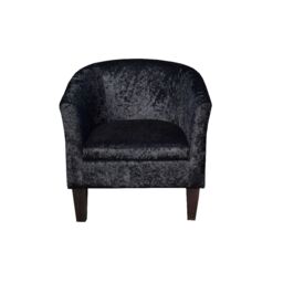 Comfy Living Ltd Crush Velvet Tub Chair in Black - thumbnail 2