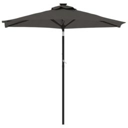Berkfield Home Garden Parasol with Steel Pole Anthracite 225x225x212 cm in Black - Size: 225 x 225 x 212 cm - thumbnail 3