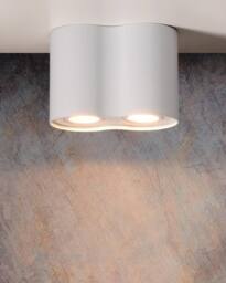 Lucide 'TUBE' Dimmable Tiltable Surface Mounted Ceiling Spotlight 2xGU10 in White - thumbnail 3