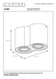Lucide 'TUBE' Dimmable Tiltable Surface Mounted Ceiling Spotlight 2xGU10 in White - thumbnail 5