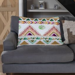 Benjamin Tate Design Colorful Striped Gold Style Triangles Blanket in Natural - Size: 120 cm x 150 cm - thumbnail 2