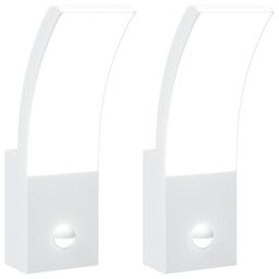 Berkfield Home Outdoor LED Wall Lights with Sensors 2pcs White Die-cast Aluminium - thumbnail 2