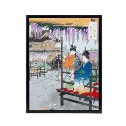 "Artery8 Maidens Overlooking Fish Pond Framed Canvas Wall Art Print Ogata Gekko - Size: W12"" x H16""" - thumbnail 1