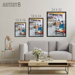 "Artery8 Maidens Overlooking Fish Pond Framed Canvas Wall Art Print Ogata Gekko - Size: W12"" x H16""" - thumbnail 4