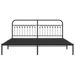 Berkfield Home Metal Bed Frame without Mattress with Headboard Black 200x200cm - Size: 200x200 cm - thumbnail 4