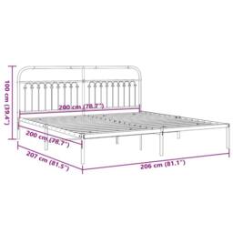 Berkfield Home Metal Bed Frame without Mattress with Headboard Black 200x200cm - Size: 200x200 cm - thumbnail 8