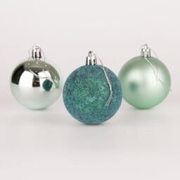 Shatchi 50mm/12Pcs Christmas Baubles Shatterproof Turquoise, Tree Decorations in Turquoise