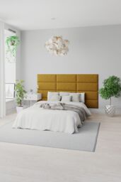 Aspire EasyMount Wall Mounted Upholstered Panels, Modular DIY Headboard in Plush Velvet Fabric (Pack of 4) in Light Grey - thumbnail 3