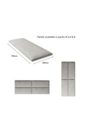 Aspire EasyMount Wall Mounted Upholstered Panels, Modular DIY Headboard in Plush Velvet Fabric (Pack of 4) in Light Grey - thumbnail 5